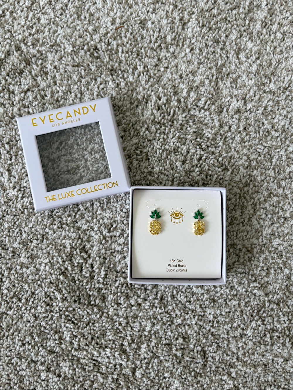 eye candy Gold and Green Pineapple Stud Earrings